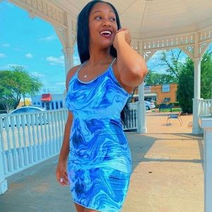 Tight aqua blue dress